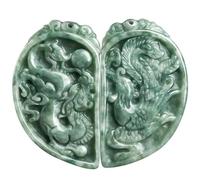 YTDJJWLS 1 par de colgantes de jadeíta de dragón de jade natural y fénix para parejas, piedras, sin piedras preciosas