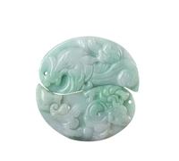 YTDJJWLS 1 par de colgantes de jadeíta natural pura con dragón de Tai Chi y fénix, colgante de jade verde, piedra, sin piedras preciosas