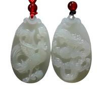 YTDJJWLS 1 par de collares con colgante de jade blanco con diseño de dragón fénix, creatividad de alta gama, piedra, sin piedra preciosa, sin piedras preciosas, Piedra, No es una piedra preciosa