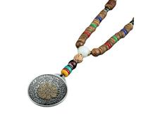 YTDJJWLS Abalorios de madera de Mala, tibetano con seis caracteres, mantra, rueda de oración, joyería bohemia de Buda, madera de piedra, sin piedras preciosas