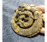 YTDJJWLS Antiques Xiuyu - Colgante de jade antiguo hueco de doble cara Fushou Fengshui