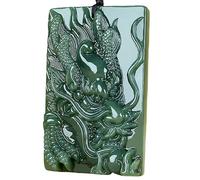 YTDJJWLS Colgante chino de jade verde natural tallado a mano con diseño de dragón, piedra, sin piedras preciosas