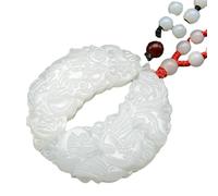 YTDJJWLS Colgante de dragón y fénix de jade blanco natural, collar de jade para hombre y mujer, colgante de jade, piedra, sin piedra preciosa