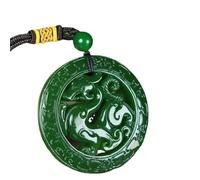 YTDJJWLS Colgante de jade verde chino con diseño de dragón de la suerte, amuleto de la suerte, piedra, sin piedras preciosas
