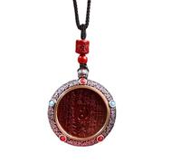 YTDJJWLS Colgante de rueda de montaña bermellón natural, collar de rueda de bagua, colgante de estilo étnico, rojo, piedra, sin piedras preciosas