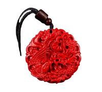 YTDJJWLS Collar con colgante de dragón cinabrio rojo natural y fénix, joyería de moda, amuleto de la suerte, cadena de suéter, piedra, sin piedras preciosas