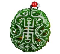 YTDJJWLS Collar con colgante de dragón de jade verde natural, joyería de jadeíta, amuleto tallado hueco de doble cara, piedra, sin piedras preciosas