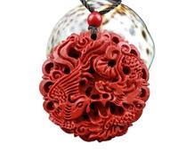 YTDJJWLS Collar con colgante de fénix de dragón rojo natural chino de 4,5 cm, piedra, sin piedras preciosas