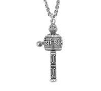 YTDJJWLS Collar con colgante de rueda de oración del Tíbet con mantra tibetano de seis caracteres libremente, blanco, alumide, sin piedras preciosas