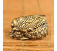 YTDJJWLS Figura de cigarra tallada a mano de bronce antiguo de Asain de 3 cm, Netsuke Noble