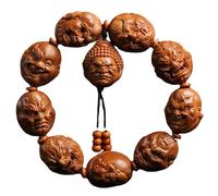 YTDJJWLS - Pulsera de 23 mm con núcleo de oliva, talla de monje Buda hecha a mano, talla masculina, Madera, Sin gemas.