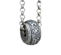YTDJJWLS Silver Jewelry - Colgante de tambor con forma de flor de mantra budista de seis caracteres, alumide, sin piedras preciosas
