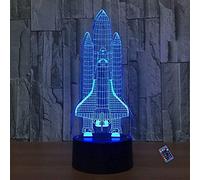 YTDZLTD Creativo 3D Cohete Luz de Noche Control Remoto 16 Colores que Cambian USB Poder Touch Switch Ilusión óptica Decor Lámpara LED Mesa Lámpara Niños Juguetes Cumpleaños Navidad Regalo