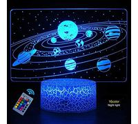 YTDZLTD Creativo 3D Planeta Estrella Luz de Noche Control Remoto 16 Colores que Cambian USB Poder Touch Switch Ilusión óptica Decor Lámpara LED Mesa Lámpara Niños Juguetes Cumpleaños Navidad Regalo