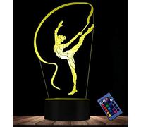 YTDZLTD Creativo Lámpara 3D Gimnasia Luz de Noche 16 Colores que Cambian Control Remoto USB Poder Touch Switch Ilusión óptica Decor Lámpara LED Mesa Lámpara Niños Juguetes Cumpleaños Navidad Regalo