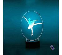 YTDZLTD Ilusión óptica 3D Ballet Luz de Noche Control Remoto 16 Colores que Cambian USB Poder Touch Switch Decor Lámpara LED Mesa Lámpara Niños Juguetes Cumpleaños Navidad Regalo