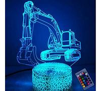 YTDZLTD Ilusión Optica 3D Excavadora Luz de Noche 16 Colores que Cambian Control Remoto USB Poder Touch Switch Decor Lámpara LED Mesa Lámpara Niños Juguetes Cumpleaños Navidad Regalo