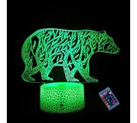 YTDZLTD Ilusión Optica 3D Oso Luz de Noche Control Remoto 16 Colores que Cambian USB Poder Touch Switch Decor Lámpara LED Mesa Lámpara Niños Juguetes Cumpleaños Navidad Regalo