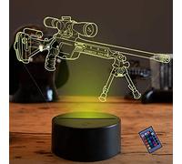 YTDZLTD Ilusión óptica 3D Pistola Luz de Noche 16 Colores que Cambian Control Remoto USB Poder Touch Switch Decor Lámpara LED Mesa Lámpara Niños Juguetes Cumpleaños Navidad Regalo