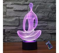 YTDZLTD Ilusión Optica 3D Yoga Meditación Luz de Noche 16 Colores que Cambian Control Remoto USB Poder Touch Switch Decor Lámpara LED Mesa Lámpara Niños Juguetes Cumpleaños Navidad Regalo