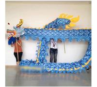 YTGHBIML Folk Dragon Dance 14m Silk Dragon Dance Costume For 8 Players Silk Lion Dance Halloween Festival Party Dragon Dance Set(BLU)