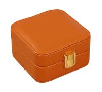YTGHBIML Joyero Portátil Joyero Organizador de Cuero con Espejo pequeño, Almacenamiento de Joyas, Color Naranja, 10cm x 10cm x 5,8 cm Espacioso