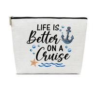 Ythuil Bolsa de maquillaje de crucero, Life Is Better On A Cruise, bolsa de viaje de maquillaje, regalo de vacaciones para mujer, para amantes de los cruceros, hija, esposa, bolsa de aseo para mejores