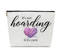 Ythuil Bolsa de maquillaje de ganchillo, regalos de ganchillo para los amantes del ganchillo, regalos de ganchillo para mujeres, no es acaparamiento si es de hilo, bolsa de cosméticos de maquillaje de