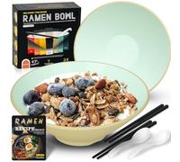 YTLEMON Juego De Tazones De Ramen De Plástico 2 Juegos De Cubiertos Japoneses De 20oz Con Palillos Y Cucharas Para Ensalada De Fideos Y Cereales Regalo Para Hombres Y Mujeres Para Nuevos Hogares