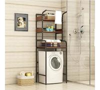 YTLEMON Mueble Lavadora, Estantería Lavadora con Tablero de Estante, Universal Kit de Soporte Secadora sobre Lavadora, Capacidad de 350 kg para BañO, Cocina, BalcóN, Lavandería (Negro-B, 3 Niveles)