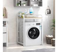YTLEMON Mueble Lavadora, Estantería Lavadora con Tablero de Estante, Universal Kit de Soporte Secadora sobre Lavadora, Capacidad de 350 kg para BañO, Cocina, BalcóN, Lavandería (Blanco, 2 Niveles)