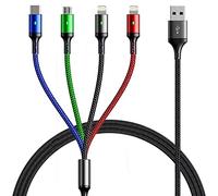 YTLUSN 3M 4 en 1 Multi Cable de Carga Larga Multi USB Cargador Cable Sincronizacin de datos con puertos Lightning/Tipo C/Micro USB/para iPhone 16/15/14/13/Tablets/Samsung Galaxy S10 (1)