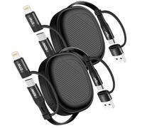 YTLUSN PD60W Cargador USB Multiple 5 en 1 Cable de Carga Retráctil Universal USB A/C a USB C/Lightning sincronización de datos con iphone 16/15/14/13/Android/Tablets/Galaxy/Carplay (2)