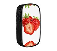 YTORA Estuche para lápices de fresa fresca, gran capacidad, bolsa de almacenamiento grande para bolígrafos, duradera, 3 compartimentos, Black, Talla única, Organizador de bolsas