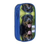 YTORA Rottweiler - Estuche para lápices de gran capacidad, bolsa de almacenamiento grande para bolígrafos, duradera, 3 compartimentos, Blue, Talla única, Organizador de bolsas