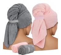 ytorgr Paquete de 2 Toallas de Microfibra para Cabello Largo, Turbante Grande Toalla de Secado rápido súper Absorbente Medida 60x100 cm