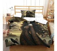 YTPONBCSTUG Diosa Celta Reina Cuervo Juego De Funda De Edredón De 2 Piezas 3D Impreso Microfibra Suave con Cierre De Cremallera Single（135x200cm）