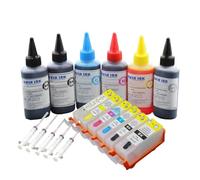 YTrBXZ Kit de Cartucho de Tinta Recargable para impresoras MP980 MP990 compatibles con PGI 520 PGI-520 Incluye 6 x 100 ml de Botellas de Tinta