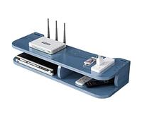 YTREDF WiFi Router Rack Estante Madera Maciza, Estante Flotante De Almacenamiento Caja Estante Soporte Sostenedor, for Ministerio del Interior Simple, Fácil de Instalar Blue