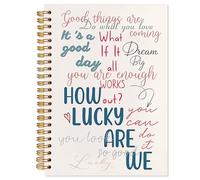 YTRGI Cuaderno de diario inspirador colorido de moda, cuadernos motivacionales para tomar notas, diarios positivos para escribir, cuaderno en espiral con la frase "How Lucky Are We Affirmations" de