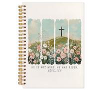 YTRGI Wildflower - Cuaderno de diario de cruz cristiana, Mateo 28:6, cuadernos de la Biblia para tomar notas, diarios de las Escrituras para escribir, diario de oración para mujer, cuaderno religioso