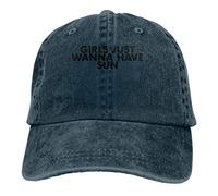 Ytsjj Gorra de mezclilla para niñas, con texto en inglés "Just Wanna Have Sun Dad", vintage, ajustable, de algodón negro, Azul marino, talla nica