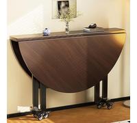YTSJXN Mesa Cocina Plegable,Mesa Plegable de Comedor para 5-7 Personas,Mesa Auxiliar con Alas Abatibles y 6 Ruedas,Muebles Plegables Extensibles,para Espacios pequeños,Salón(Walnut,100x75cm)