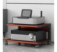 YTSJXN Mueble Equipo HiFi,Soporte Altavoz,Mueble Tocadiscos,Mesa Auxiliar con Ruedas,Mueble Soporte Impresora Móvil de Madera,Mueble TV de 2 Niveles,para Hogar Oficina Escuela(Teak,50x40x30cm)