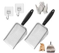 YTSMFL 2 cucharas de arena para gatos, pala de arena para gatos de acero inoxidable, pala de arena para reptiles, cucharas de excrementos de gato, pala de arena de metal antiadherente, pala de arena