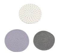 YTtkku 1/3 manteles individuales redondos de hilo de algodón para bebidas, almohadillas calientes, absorbentes, a prueba de quemaduras, hechos a mano, hilo de algodón tejido