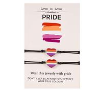 YTtkku 2 dijes de corazón de cuerda negra para pareja, color arcoíris, cuerda de cera, ajustable, joyería de la amistad, pulseras de cuerda trenzada para adolescentes y mujeres, talla única, como se
