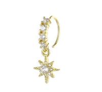 YTtkku Anillos de nariz de moda que combinan diseños de cruces de flores de cobre con circonita para fiesta, D, como se describe, como se describe