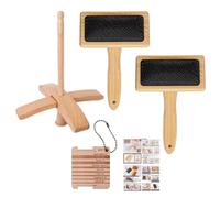 YTtkku Brochas de lana con forma de cruz para cardar, herramienta giratoria de ganchillo, accesorios de costura con cepillos de cardado