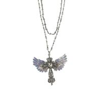 YTtkku Collar de aleación con 3 colgantes vanguardistas, cadena gótica punk vintage para trajes casuales o formales, colgante único de cruces